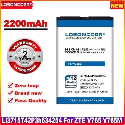LOSONCOER 2200mAh Li3715T42P3H634254 Battery for ZTE V765 V765M Leo Q1 Mobile Phone Battery