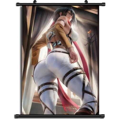 Attack on Titan Mikasa Ackerman Anime Fabric Colth Wall Scroll Poster Home Decor Cosplay Uncensored