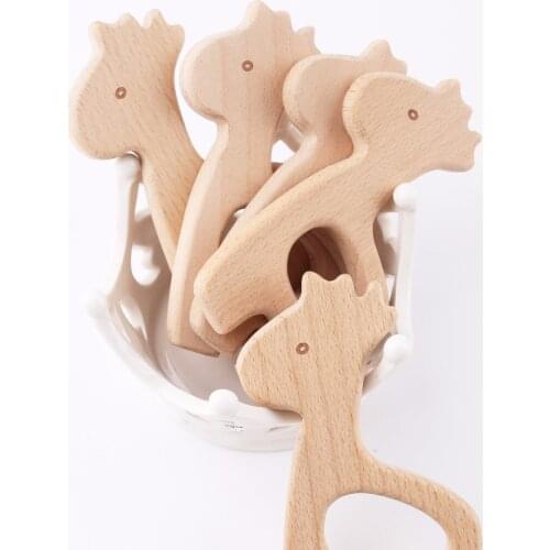 1PC Wooden Teether Giraffe Wood Pendant Rodent Teething Toy DIY Nursing Necklace Pacifier Chain Bite Chew Gift Children Products
