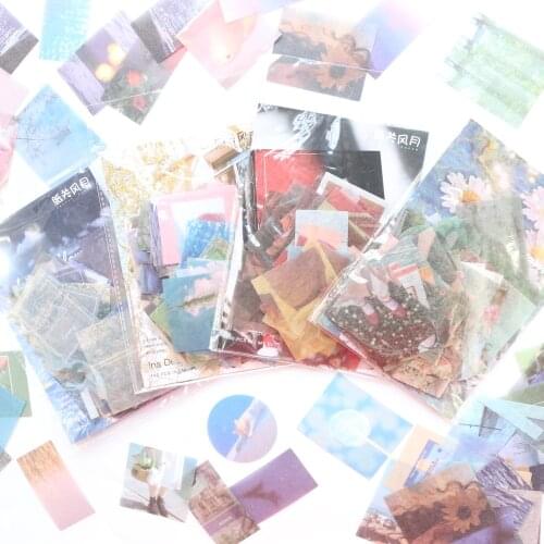 Domikee 100 pcs ins landscape pattern traveler journal decorative stickers lot school diary planner DIY washi sticker stationery