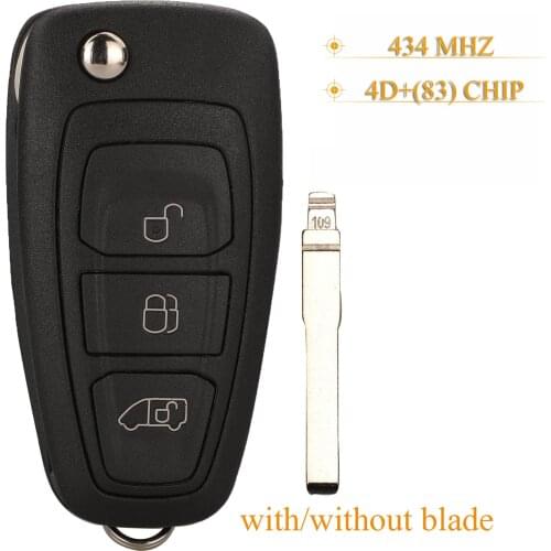 Kutery 3 Buttons Remote Car Key 434MHz 4d(83)/id49 Chip BK2T-15K601-AC,GK2T-15K601-AB For Ford Transit Custom 2014 2015 2016