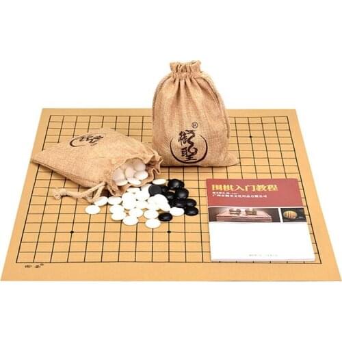 Chinese Baduk Go Game Chess Set Weiqi Pieces PU Chessboard Portable Folding Cloth Bags Kid Puzzle Entertainment Board Games