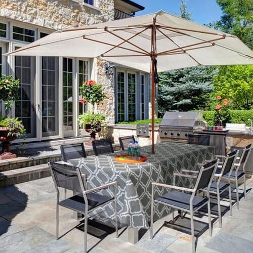 Round/rectangular Tablecloth With Umbrella Hole & Zipper Waterproof Table Cover For Party Patio Ourdoor Easy To Remove Jardin