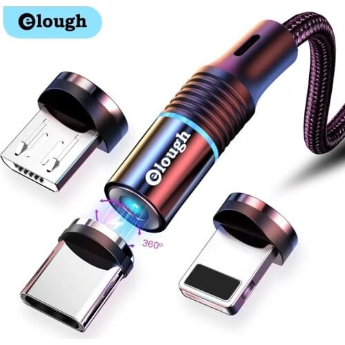 Elough 360 Micro usb Magnetic Cable for iPhone Samsung Xiaomi Magnet Fast Charging usb Type C Cable Magnetic Charger Phone Cord