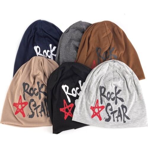 Geebro Letter Pattern Beanie For Men Women Soft Hats Streetwear Baggy Casual Skullies Beanies Fashion Hip Hop Rock Loose Bonnet