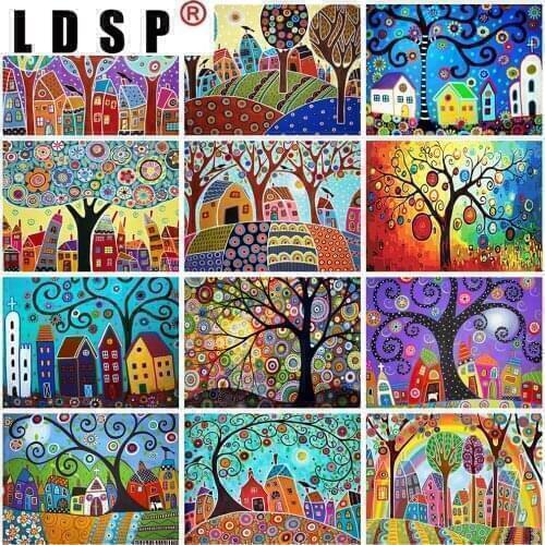 LDSP Full Square Round Drill 5D DIY Diamond Painting Abstract Tree Diamond Embroidery Scenery Cross Stitch Kit wall Home Decor