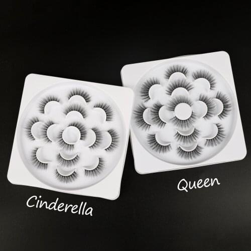 Faux Mink Lashes Pack Natural Volume And Natural Fluffy Wispies Cross False Eyelashes 7 pairs | Cinderella and Queen