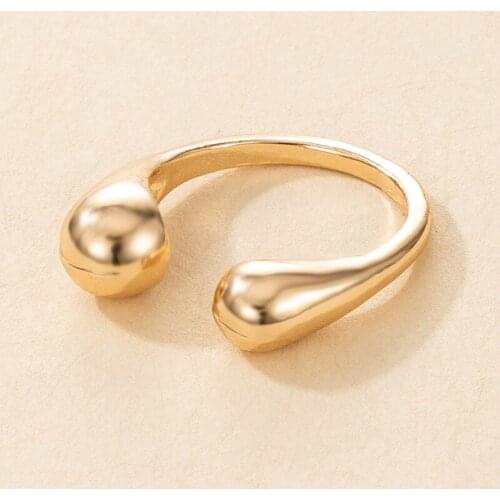 New Korean Fashion Personality Creative Water Drop Shape Design Open Loop Geometric Simple Wild Ring Party Accessories 2021