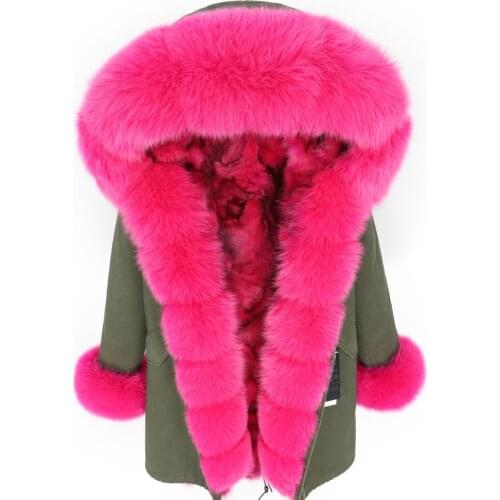 MaoMaoKong2020 new fox fur lining Fox fur collar Winter wild women park jacket Long womens coat clothes