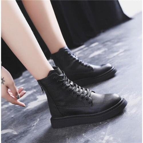 British Style Martin Boots Womens New Autumn and Winter Short Boots Short Boots Wild Female Students Plus Velvet Boots
