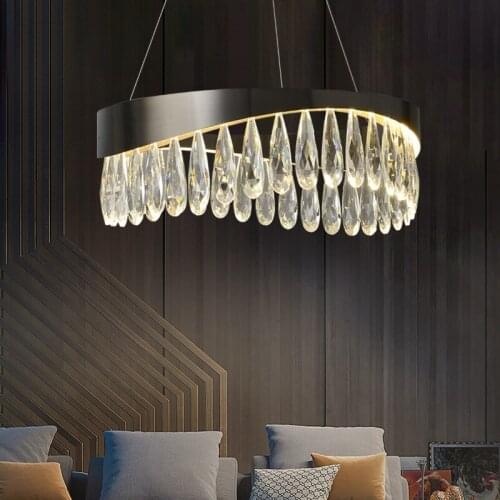 Light luxury crystal chandelier living room dining room study bedroom stainless steel lighting project model room chandelier