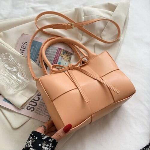 Luxury Handbag Women Bag Designer Candy Color Leather Shoulder Wooven Plaid Crossbody Bags Female Purse Small Bolso Mujer