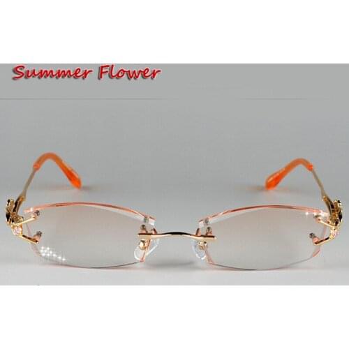 Chashma Luxury Tint Lenses Myopia Glasses Reading Glasses Diamond Rimless Prescription Glasses Women Colored Lenses Eyeglasses