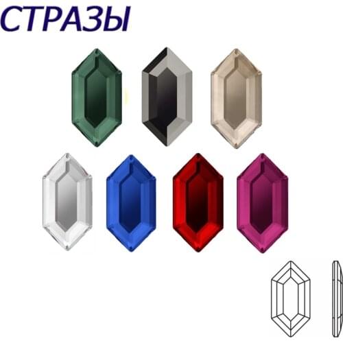 Nail Art Rhinestones 20Pcs/Pack 4x8mm Flat Shaped Elongated Hexagon Glass Flame Colorful Stones For 3D Nails Decoration