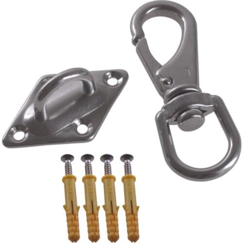 Triangle 304 Stainless Steel 60x35MM U Design Hook M5 Ceiling Hook & Universal Spring Buckle with Tapping Screws Set of 7