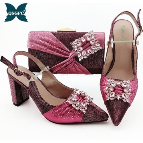 New Super High Square Heel Women Pumps African Ladies Shoes Bags Set Women Italian design African Party Pumps Shoes and Bag