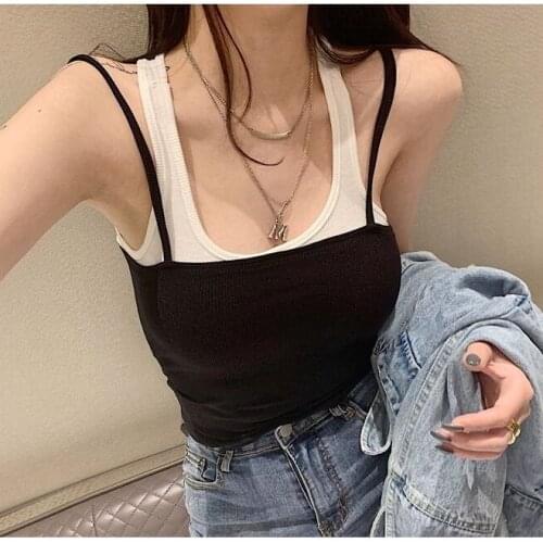 Women Corset Tops Camisole False Two-Piece Suit Womens Top Tank Camis Crop Top For Women