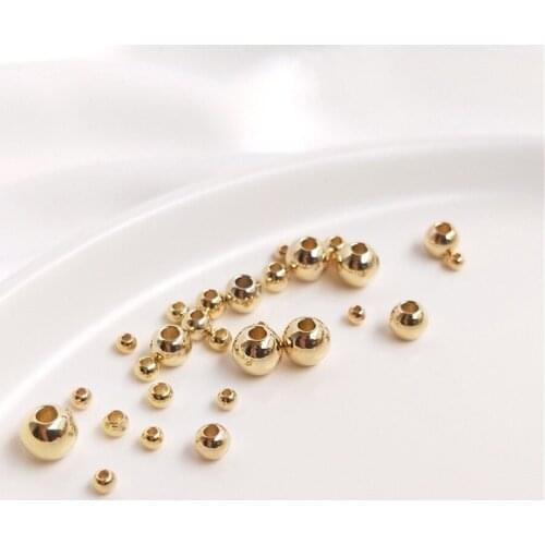 14K Gold Filled Round beads loose beads DIY bracelet first jewelry handmade beaded material accessories