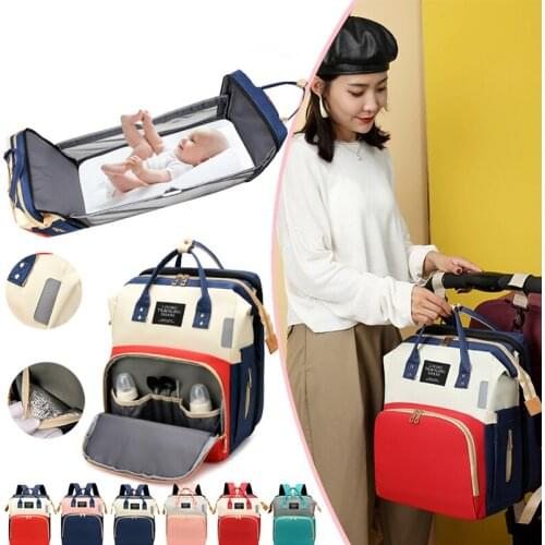 2021 New Mommy Baby Diaper Bag Backpack For Mom Multifunction Folding Nappy Bag Large Capacity Bag Swaddle Bag