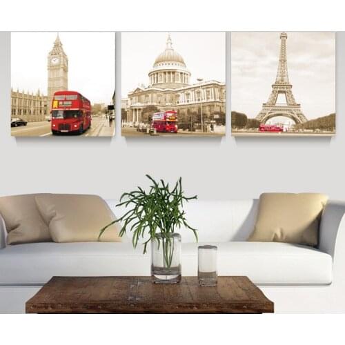 3 pieces canvas painting London Building City Red Bus canvas poster print for living room home decoration no frame