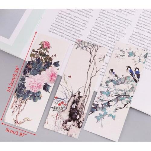 30pcs Flowers Birds Bookmarks Paper Page Notes Label Message Card Book Marker School Supplies Stationery