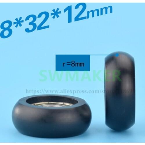 8*32*12 inner diameter 8mm wrapped plastic nylon bearings, embedded 608ZZ spherical cam rolling small wheels