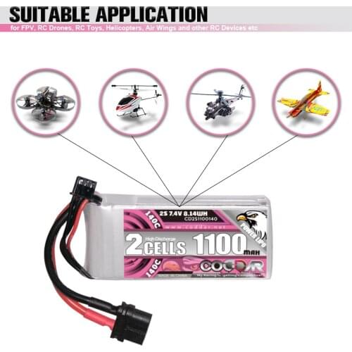 CODDAR Lipo 2S Battery 7.4V 1100mAh 140C Ministar Series XT60 For Vortex LRC Freestyle V1 RC Boat Helicopter Aircraft Drone FPV