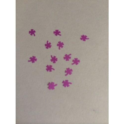Free shipping Neon Purple solvent resistant clover glitter for UV nail polish making