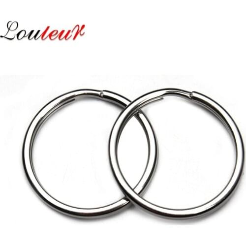 LOULEUR 10pcs/lot 25/30mm Stainless Steel Flat KeyRing Key Chains Round Split Metal Key Rings KeyChain Ring For Key Findings