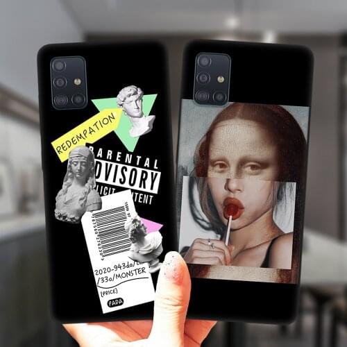 Mona Lisa David Statue Abstract Art Case For Samsung A51 A71 A50 A70 A21S A01 A10 A11 A20 A30 A31 A40 A41 Black Silicone Cover