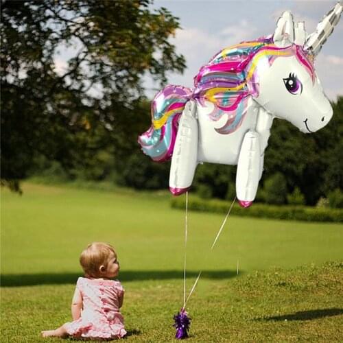 Chicinlife 1Pcs Rainbow Unicorn Foil Balloons Happy Birthday Party Kids Toys Baby Shower Unicorn Party Stand Balloon Supplies