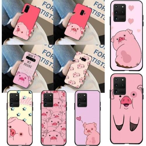 CUTEWANAN Cute PINK Kawai Pig Newly Arrived Black Cell Phone Case for Samsung S20 plus Ultra S6 S7 edge S8 S9 plus S10 5G