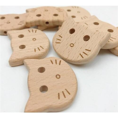 Baby Teether 25pcs Lovely Cat Beech Wood Teethers BPA Free Teether Pendant Chew Charms Newborn Baby Teething Toys
