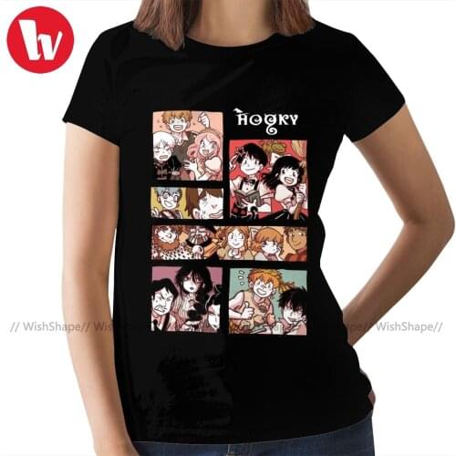 Siblings T-Shirt Hooky Comic Page Color T Shirt Navy Summer Women tshirt Pattern Large size Ladies Tee Shirt