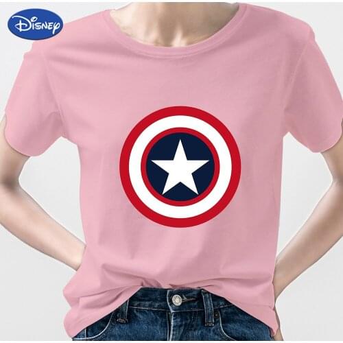 Marvel Series T Shirt Captain America Shield Beginners Printed O-Neck Short Sleeve For Women Disney T-shirt Creative T Shirt