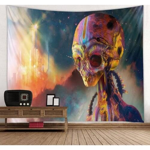 2020 alien space skull robot printed tapestry wall decoration cloth beach towel soft and comfortable