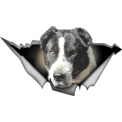 Interesting 3D Black and White Alabai Car Sticker Accessories Decal Car Window Waterproof PVC 13cm X 7.5cm