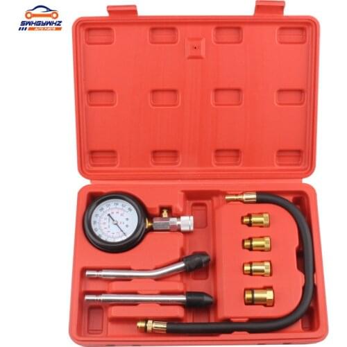 Petrol Engine Pressure Gauge Tester Kit Set Compression Leakage Diagnostic Compressometer Tool For CAR Auto With Case