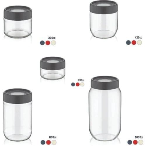 Kitchen Jar 230-300-425-660-1000 CC Storage Container Box Food Storage Transparent case Home Organizer Gray Red White