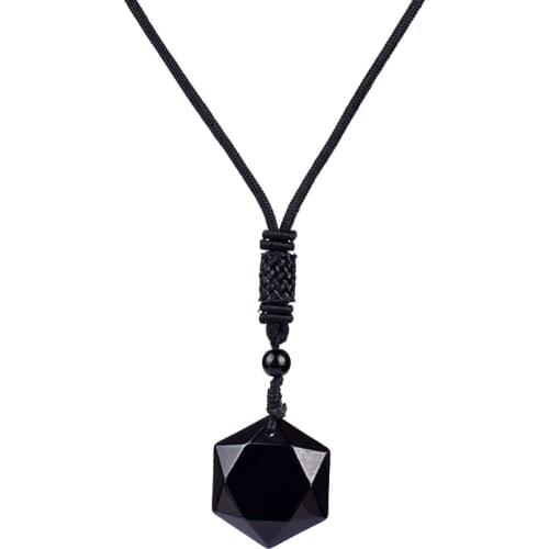 Fashion Obsidian Hexagram Necklaces for Women Nature Energy Stone Pendant Obsidian Star of David Necklace Lucky Love Men Jewelry