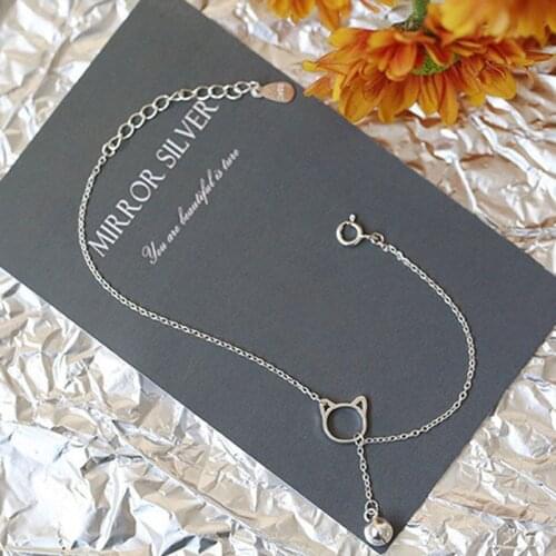 Fashion Simple Bracelet Cute Cat Hanging Tassels Bell Dainty Charm Silvery Jewelry Womens Best Statement Birthday Gifts