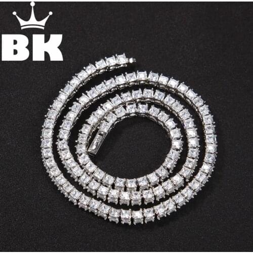 6mm 3D Sides Cubic Zircon Tennis Lovely Iced Out Hip Hop Mens Bling Bling Stone Tennis Necklace 18inch 20inch24inch