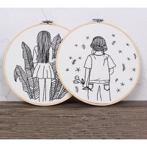 Art Wall Cross Stitch Sewing Sketch Simple Embroidery Kit Beginners Printing Needle Thread Embroidery Painting Home Decoration