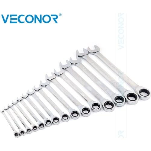 1/4-1 Inch Ratchet Wrench Set of Keys High Torque Spanner Tool 72-Tooth Imperial Size Mirror Surface Polished