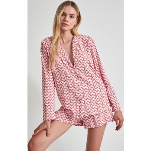 Trendyol Leaf Pattern Knitted Pajamas Set THMAW21PT0086