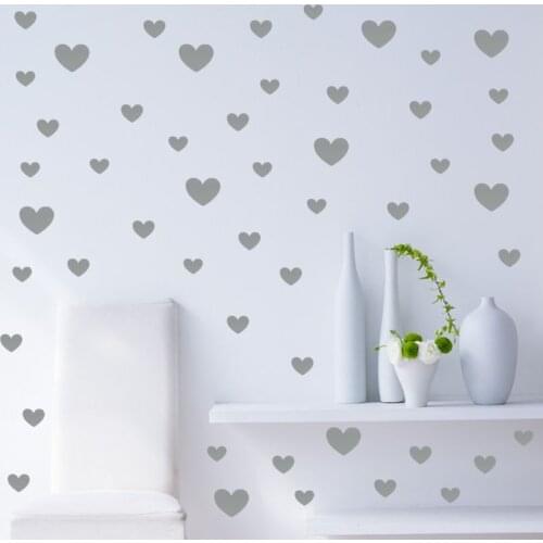 24Pcs/60pcs/90pcs White Black Gold Gray Pink LLove Heart Decorative Wall Stickers Vinyl Adhesive Sticker Baby Room Bedroom Decor