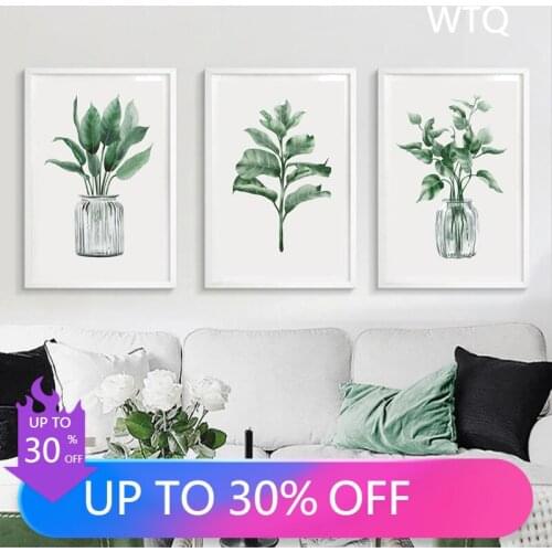 Green Plant Leaves Canvas Poster Wall Art Painting Nordic Posters and Prints Wall Pictures Living Room Modern Home Decoration