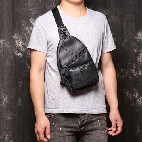 Top Quality Genuine Leather Chest Bag For Men Casual Messenger Bags Fashion Mens Chest Pack Large Capacity Business Bags