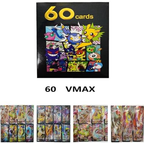 Original Pokemon Cards 60pcs V MAX No Repeat Pokemons toys GX Card Shining Cards Game TAG TEAM Battle Carte Tradin PIKACHU gift