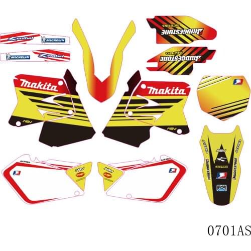 Full Graphics Decals Stickers Motorcycle Background Custom Number Name 3M For SUZUKI RM 125 250 RM125 RM250 2001-2012